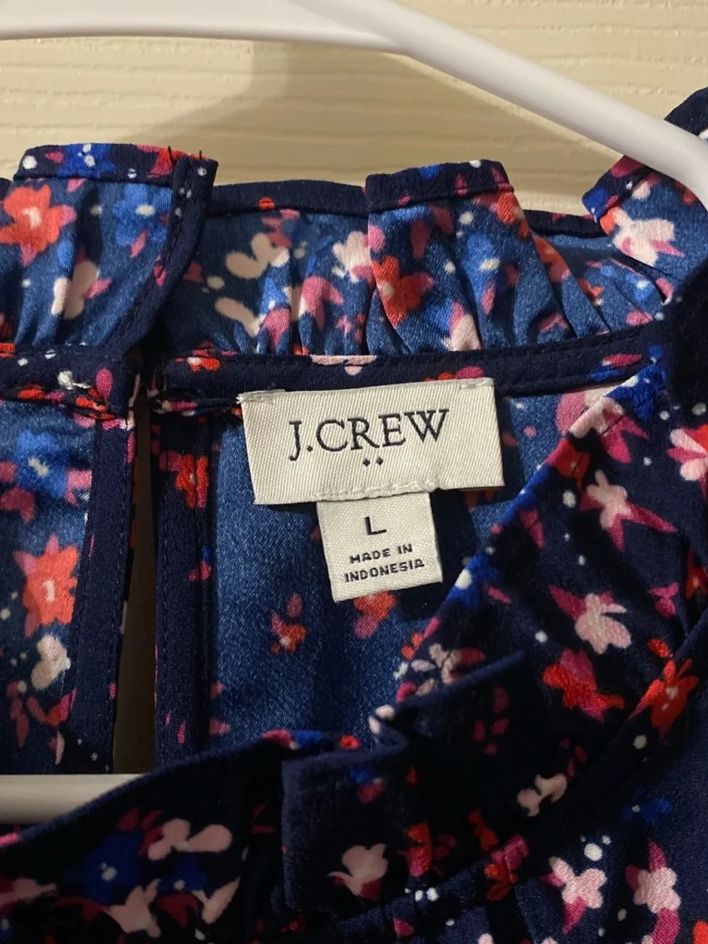 J. Crew Navy Floral A-Line Skirt with Red and Pink Accents